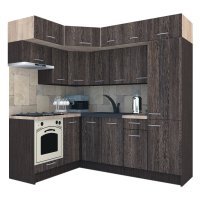 Bucatarie de Colt BIG GENA NEW DR. 160-230, Wenge / Decor 7648